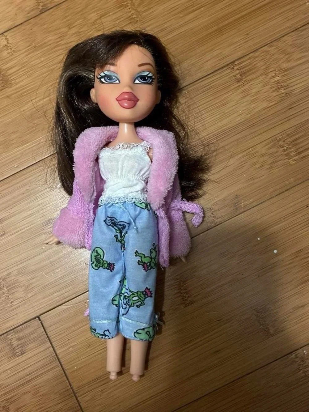 Kids Fashion Doll with Pink Robe and Blue Pajama Pants